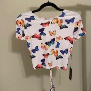 butterflies open back  crop top